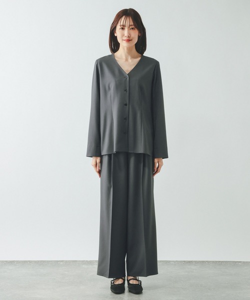 GLOBAL WORK（グローバルワーク）の「シャツカーディガン＊パンツセット/646704（カーディガン/ボレロ・レディース・グレー/チャコールグレー・MEDIUM/LARGE）」の13枚目の写真