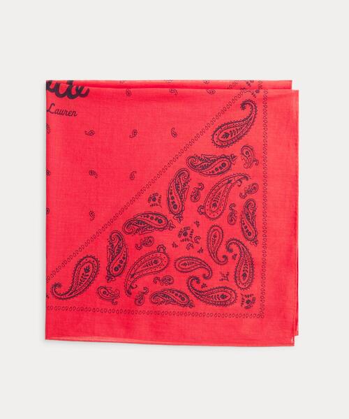 POLO RALPH LAUREN（ポロ ラルフ ローレン）の「ロゴ ペイズリー コットン バンダナ（バンダナ/スカーフ・レディース・レッド・ONE）」の2枚目の写真