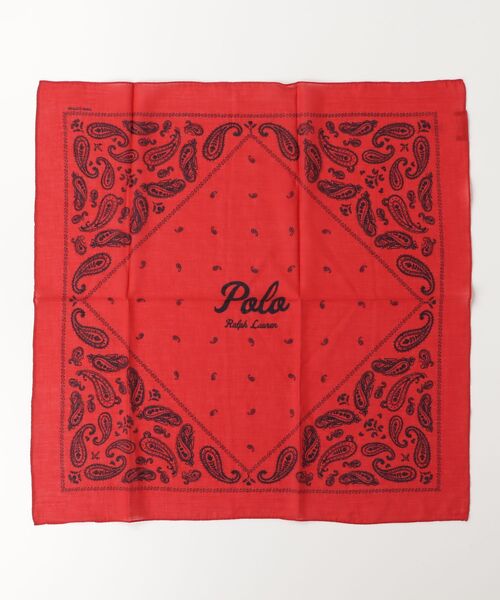 POLO RALPH LAUREN（ポロ ラルフ ローレン）の「ロゴ ペイズリー コットン バンダナ（バンダナ/スカーフ・レディース・レッド・ONE）」の3枚目の写真