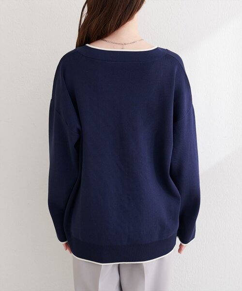 natural couture（ナチュラルクチュール）の「Vネックポケ付きミドルカーディガン（カーディガン/ボレロ・レディース・ネイビー/ラベンダー/ベージュ/オフホワイト・FREE）」の21枚目の写真