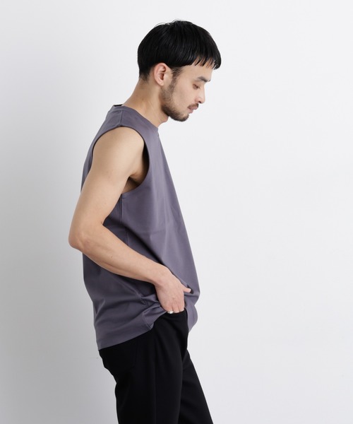 NANO universe（ナノユニバース）の「アンチスメル ノースリーブ Tシャツ（タンクトップ・メンズ・ブラック/ホワイト/グレー・L/M/S）」の21枚目の写真