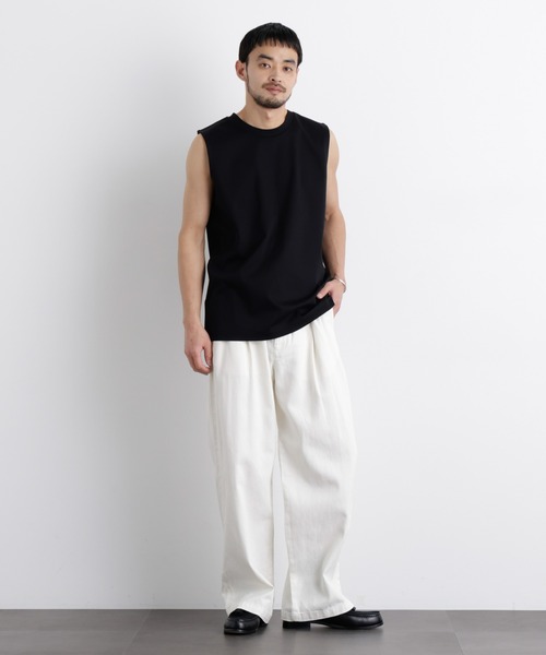 NANO universe（ナノユニバース）の「アンチスメル ノースリーブ Tシャツ（タンクトップ・メンズ・ブラック/ホワイト/グレー・L/M/S）」の18枚目の写真