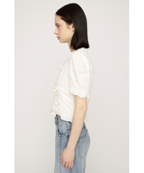 SLY(スライ)の「COTTON LACE LACE UP BL コットンレースレースアップブラウス 春服 夏服(シャツ/ブラウス・レディース・オフホワイト/ライトブルー/ブラック・FREE)」の11枚目の写真