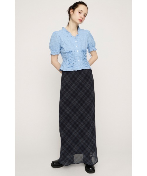 SLY(スライ)の「COTTON LACE LACE UP BL コットンレースレースアップブラウス 春服 夏服(シャツ/ブラウス・レディース・オフホワイト/ライトブルー/ブラック・FREE)」の4枚目の写真