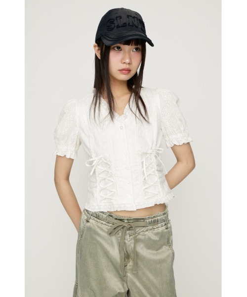 SLY(スライ)の「COTTON LACE LACE UP BL コットンレースレースアップブラウス 春服 夏服(シャツ/ブラウス・レディース・オフホワイト/ライトブルー/ブラック・FREE)」の20枚目の写真