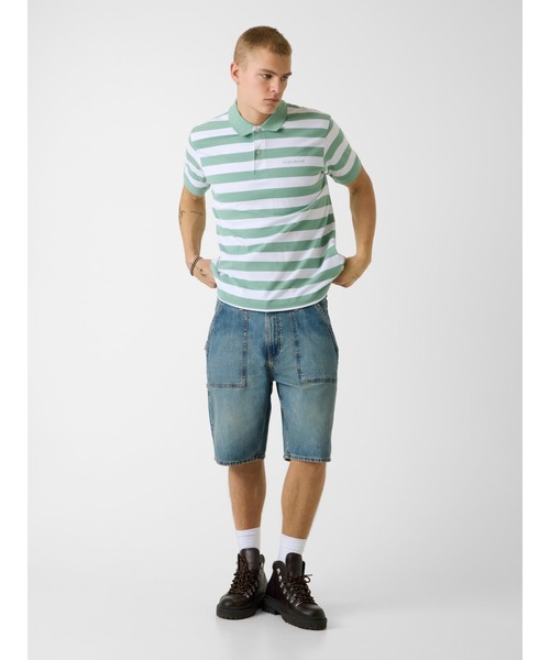 GUESS JEANS（ゲスジーンズ）の「GUESS JEANS STRIPES Polo ポロシャツ（ポロシャツ・メンズ・ホワイト×イエロー/ホワイト×グリーン・X-LARGE/LARGE/MEDIUM/SMALL/XX-LARGE）」の5枚目の写真