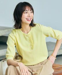 OPAQUE.CLIP（オペークドットクリップ）の「フリルヘンリーネックニット【洗濯機OK 抗ピル】（ニット/セーター）」