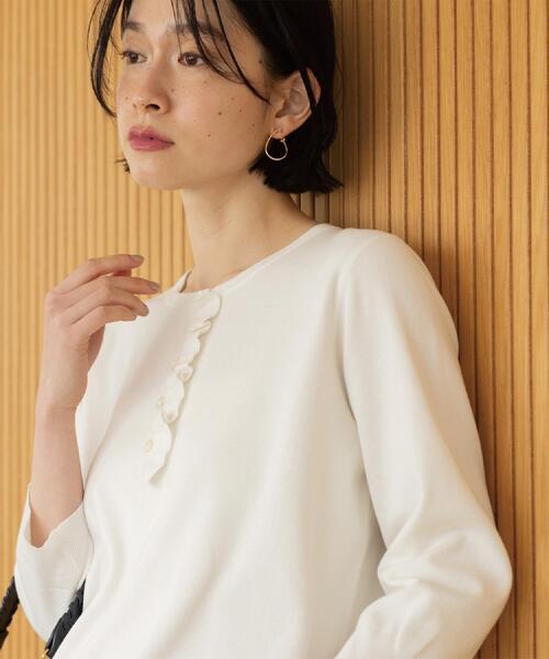 OPAQUE.CLIP（オペークドットクリップ）の「フリルヘンリーネックニット【洗濯機OK/抗ピル】（ニット/セーター・レディース・ライトグレー/ホワイト/ライトブルー/イエロー系その他/ブラック・40/38/36/42）」の9枚目の写真