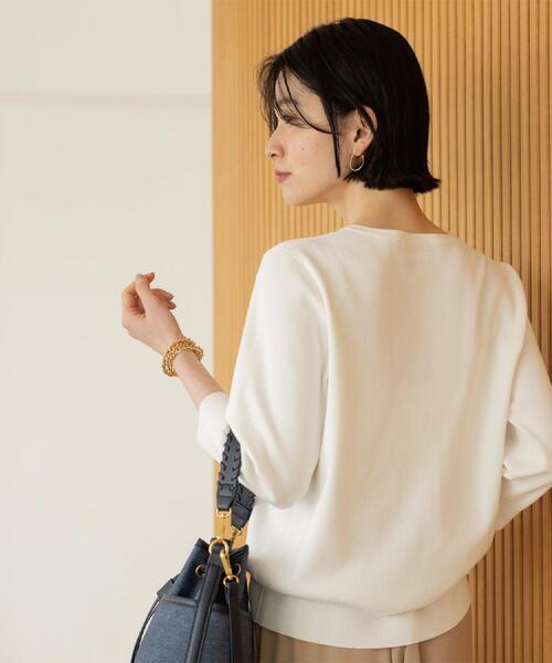 OPAQUE.CLIP（オペークドットクリップ）の「フリルヘンリーネックニット【洗濯機OK/抗ピル】（ニット/セーター・レディース・ライトグレー/ホワイト/ライトブルー/イエロー系その他/ブラック・40/38/36/42）」の12枚目の写真