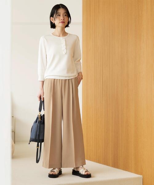 OPAQUE.CLIP（オペークドットクリップ）の「フリルヘンリーネックニット【洗濯機OK/抗ピル】（ニット/セーター・レディース・ライトグレー/ホワイト/ライトブルー/イエロー系その他/ブラック・40/38/36/42）」の13枚目の写真