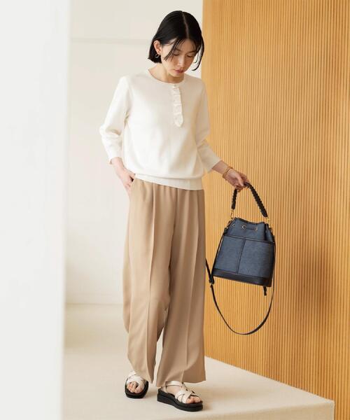 OPAQUE.CLIP（オペークドットクリップ）の「フリルヘンリーネックニット【洗濯機OK/抗ピル】（ニット/セーター・レディース・ライトグレー/ホワイト/ライトブルー/イエロー系その他/ブラック・40/38/36/42）」の14枚目の写真