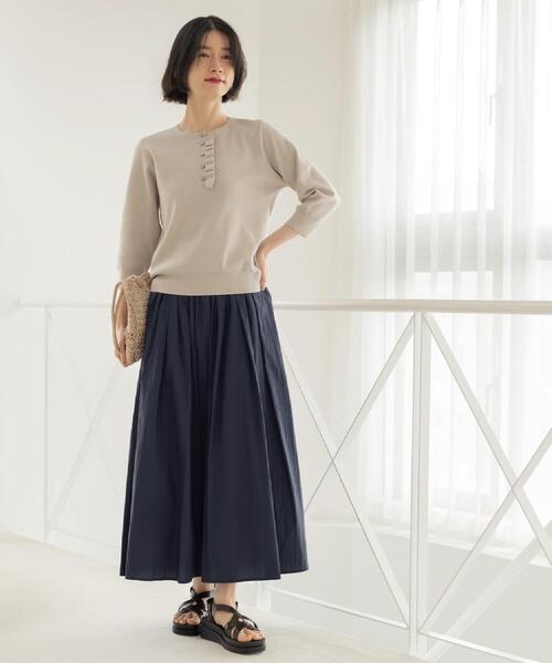 OPAQUE.CLIP（オペークドットクリップ）の「フリルヘンリーネックニット【洗濯機OK/抗ピル】（ニット/セーター・レディース・ライトグレー/ホワイト/ライトブルー/イエロー系その他/ブラック・40/38/36/42）」の20枚目の写真