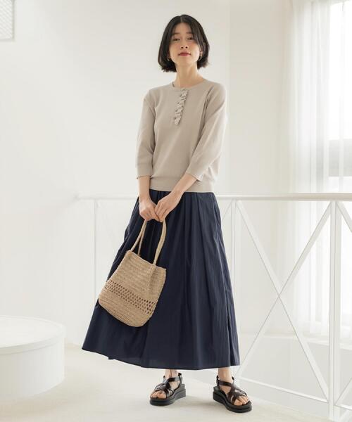 OPAQUE.CLIP（オペークドットクリップ）の「フリルヘンリーネックニット【洗濯機OK/抗ピル】（ニット/セーター・レディース・ライトグレー/ホワイト/ライトブルー/イエロー系その他/ブラック・40/38/36/42）」の21枚目の写真