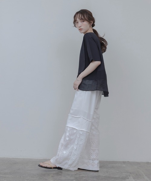 Eimee Law（エイミーロウ）の「4TEX切替リラックスパンツ（その他パンツ・レディース・オフホワイト/ベージュ系/ブラック・FREE）」の5枚目の写真