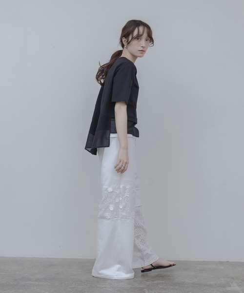 Eimee Law（エイミーロウ）の「4TEX切替リラックスパンツ（その他パンツ・レディース・オフホワイト/ベージュ系/ブラック・FREE）」の7枚目の写真