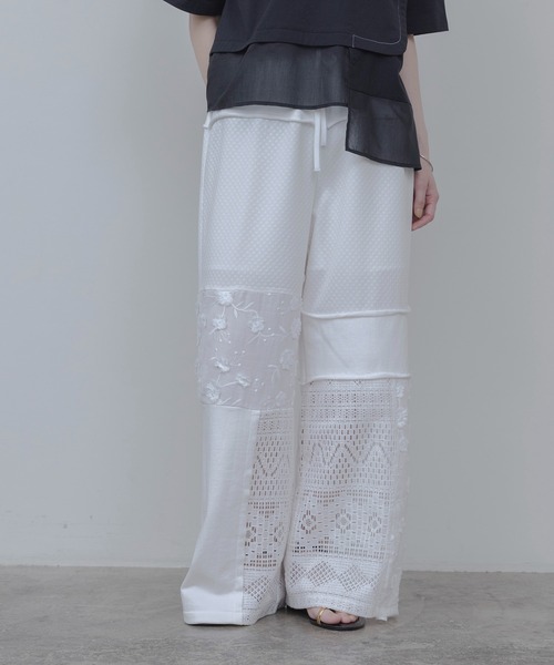 Eimee Law（エイミーロウ）の「4TEX切替リラックスパンツ（その他パンツ・レディース・オフホワイト/ベージュ系/ブラック・FREE）」の8枚目の写真