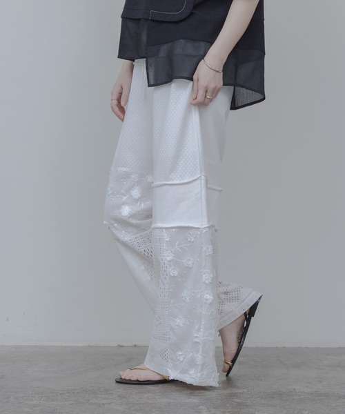 Eimee Law（エイミーロウ）の「4TEX切替リラックスパンツ（その他パンツ・レディース・オフホワイト/ベージュ系/ブラック・FREE）」の9枚目の写真