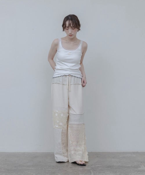 Eimee Law（エイミーロウ）の「4TEX切替リラックスパンツ（その他パンツ・レディース・オフホワイト/ベージュ系/ブラック・FREE）」の12枚目の写真