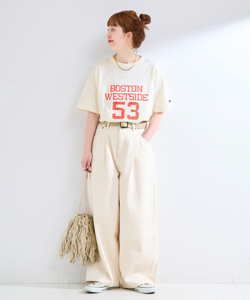 Champion（チャンピオン）の「Champion / チャンピオン 別注 LOGO T-SHIRTS（Tシャツ/カットソー・レディース・イエロー/レッド/グリーン/ホワイト/ブルー・FREE）」の6枚目の写真