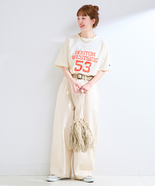 Champion（チャンピオン）の「Champion / チャンピオン 別注 LOGO T-SHIRTS（Tシャツ/カットソー・レディース・イエロー/レッド/グリーン/ホワイト/ブルー・FREE）」の7枚目の写真