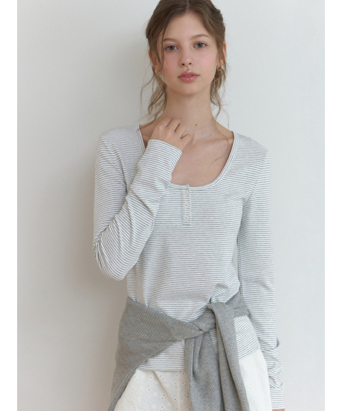 RE_L(リエル)の「Lemo stripe t-shirt (melange gray)(Tシャツ/カットソー・レディース・その他・FREE)」の2枚目の写真