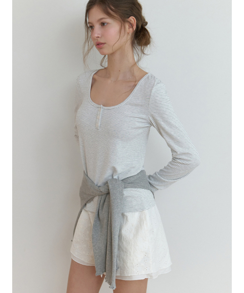 RE_L(リエル)の「Lemo stripe t-shirt (melange gray)(Tシャツ/カットソー・レディース・その他・FREE)」の4枚目の写真