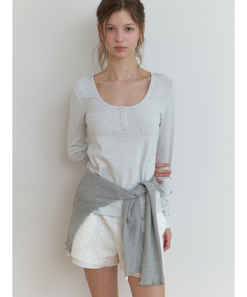 RE_L(リエル)の「Lemo stripe t-shirt (melange gray)(Tシャツ/カットソー・レディース・その他・FREE)」の6枚目の写真