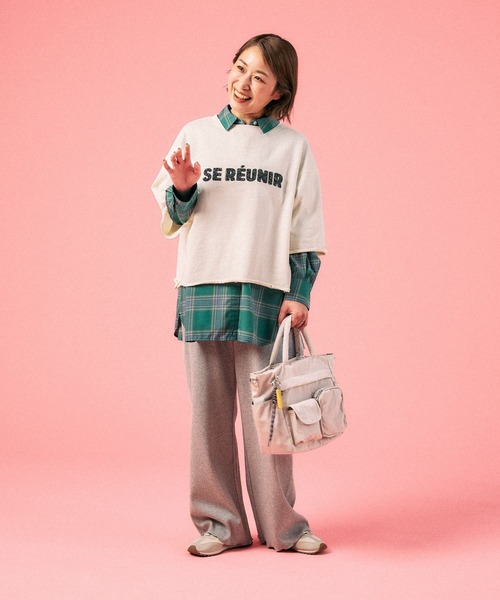 LEPSIM(レプシィム)の「裏毛ラメ相良刺繍5分袖T 663950(Tシャツ/カットソー・レディース・オフホワイト/グレー/ブラック・FREE)」の6枚目の写真