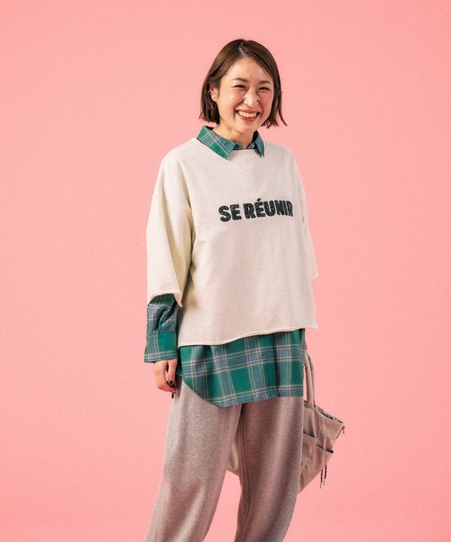 LEPSIM(レプシィム)の「裏毛ラメ相良刺繍5分袖T 663950(Tシャツ/カットソー・レディース・オフホワイト/グレー/ブラック・FREE)」の7枚目の写真