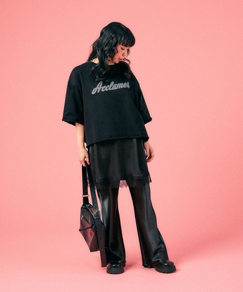 LEPSIM(レプシィム)の「裏毛ラメ相良刺繍5分袖T 663950(Tシャツ/カットソー・レディース・オフホワイト/グレー/ブラック・FREE)」の12枚目の写真