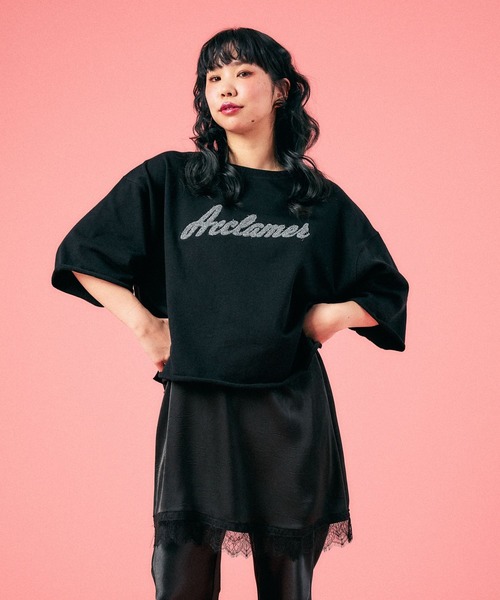 LEPSIM(レプシィム)の「裏毛ラメ相良刺繍5分袖T 663950(Tシャツ/カットソー・レディース・オフホワイト/グレー/ブラック・FREE)」の13枚目の写真