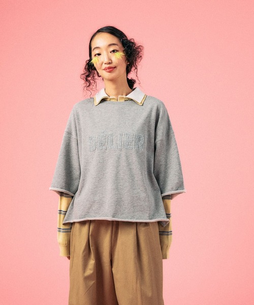 LEPSIM(レプシィム)の「裏毛ラメ相良刺繍5分袖T 663950(Tシャツ/カットソー・レディース・オフホワイト/グレー/ブラック・FREE)」の19枚目の写真