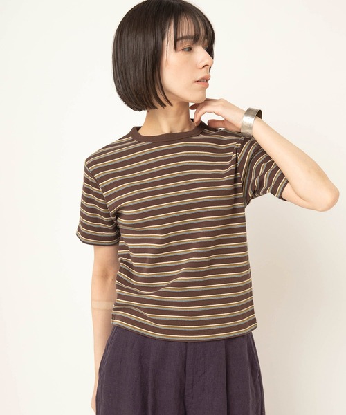RNA-N(アールエヌエーエヌ)の「M2666 コットンフライスボーダーT(Tシャツ/カットソー・レディース・ブラウン/チャコール/グレイッシュベージュ・FREE)」の21枚目の写真