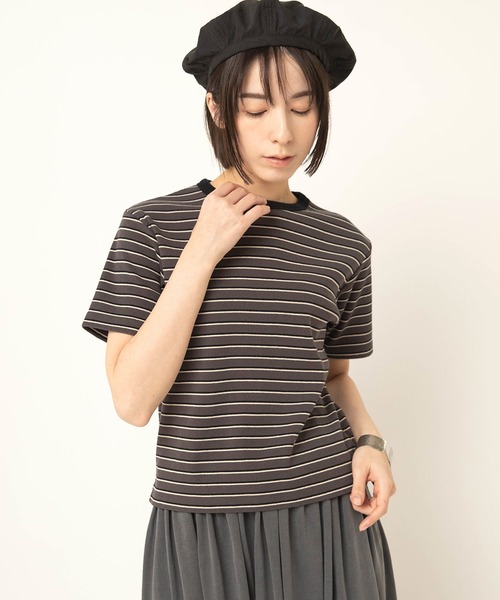RNA-N(アールエヌエーエヌ)の「M2666 コットンフライスボーダーT(Tシャツ/カットソー・レディース・ブラウン/チャコール/グレイッシュベージュ・FREE)」の14枚目の写真
