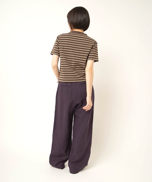 RNA-N(アールエヌエーエヌ)の「M2666 コットンフライスボーダーT(Tシャツ/カットソー・レディース・ブラウン/チャコール/グレイッシュベージュ・FREE)」の8枚目の写真