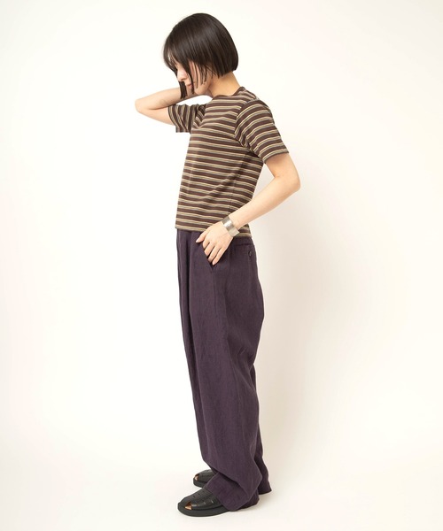 RNA-N(アールエヌエーエヌ)の「M2666 コットンフライスボーダーT(Tシャツ/カットソー・レディース・ブラウン/チャコール/グレイッシュベージュ・FREE)」の7枚目の写真