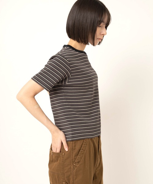 RNA-N(アールエヌエーエヌ)の「M2666 コットンフライスボーダーT(Tシャツ/カットソー・レディース・ブラウン/チャコール/グレイッシュベージュ・FREE)」の16枚目の写真