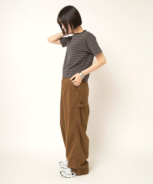 RNA-N(アールエヌエーエヌ)の「M2666 コットンフライスボーダーT(Tシャツ/カットソー・レディース・ブラウン/チャコール/グレイッシュベージュ・FREE)」の4枚目の写真