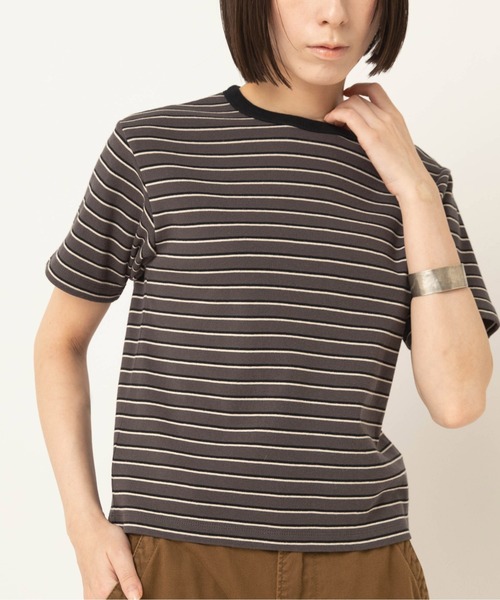RNA-N(アールエヌエーエヌ)の「M2666 コットンフライスボーダーT(Tシャツ/カットソー・レディース・ブラウン/チャコール/グレイッシュベージュ・FREE)」の9枚目の写真