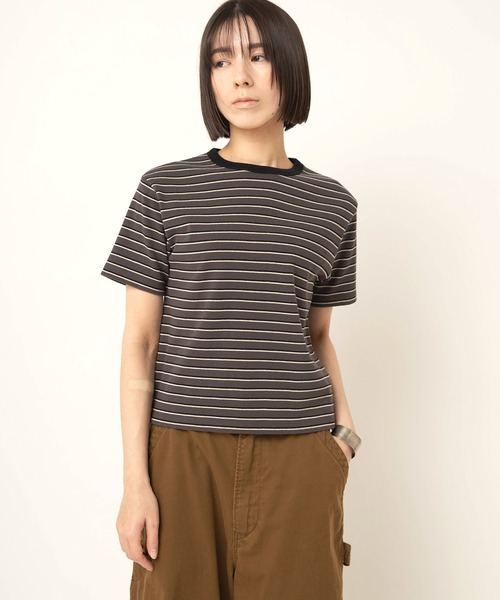 RNA-N(アールエヌエーエヌ)の「M2666 コットンフライスボーダーT(Tシャツ/カットソー・レディース・ブラウン/チャコール/グレイッシュベージュ・FREE)」の15枚目の写真