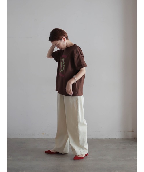 FIL DE FER(フィルデフェール)の「【予約】三つ編みPT ワイドTEE(Tシャツ/カットソー・レディース・ダークブラウン/カーキ/ホワイト・FREE)」の16枚目の写真