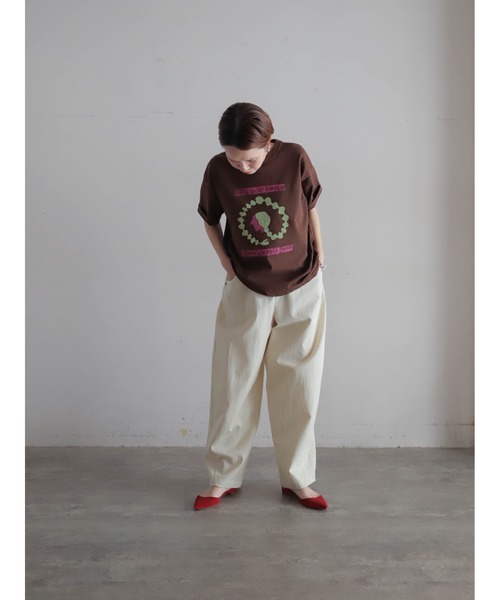FIL DE FER(フィルデフェール)の「【予約】三つ編みPT ワイドTEE(Tシャツ/カットソー・レディース・ダークブラウン/カーキ/ホワイト・FREE)」の17枚目の写真