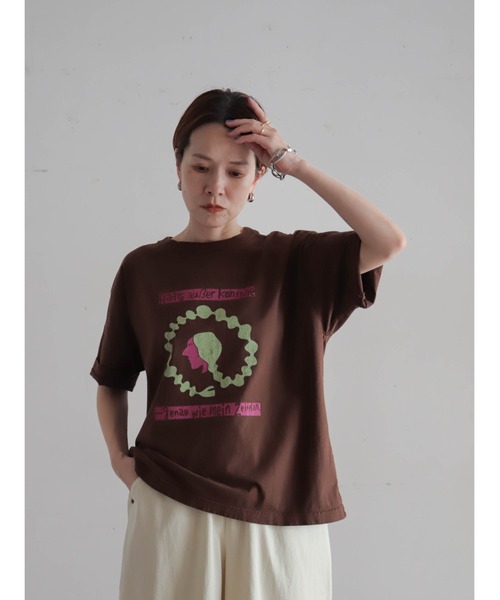 FIL DE FER(フィルデフェール)の「【予約】三つ編みPT ワイドTEE(Tシャツ/カットソー・レディース・ダークブラウン/カーキ/ホワイト・FREE)」の11枚目の写真