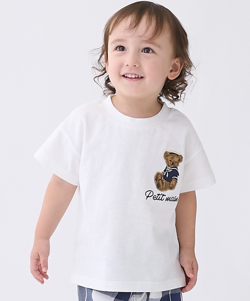 petit main（プティマイン）の「くまマリン半袖Tシャツ（Tシャツ/カットソー・キッズ・ライトブルー/オフホワイト/マルチ/ライトピンク・110cm/100cm/90cm/80ｃｍ/130cm/120cm）」の2枚目の写真