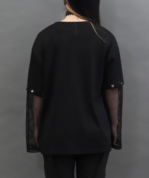 NIBBLE POISON（ニブルポイズン）の「２ｗａｙ袖メッシュＰＯ（Tシャツ/カットソー・レディース・ブラック/ピンク・MEDIUM）」の5枚目の写真