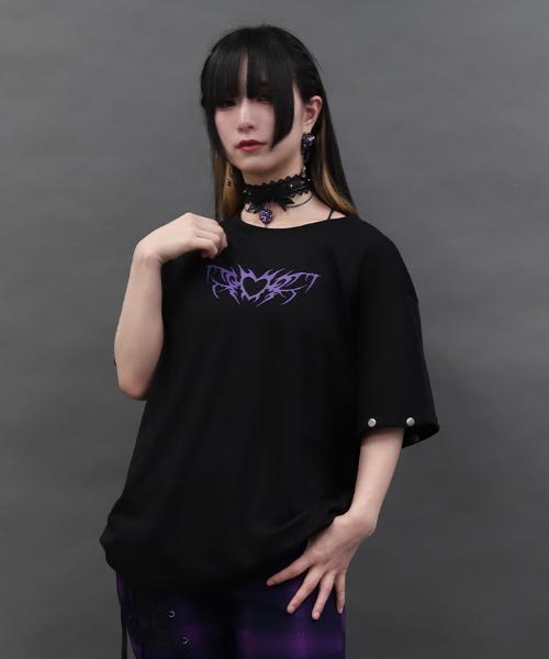 NIBBLE POISON（ニブルポイズン）の「２ｗａｙ袖メッシュＰＯ（Tシャツ/カットソー・レディース・ブラック/ピンク・MEDIUM）」の8枚目の写真
