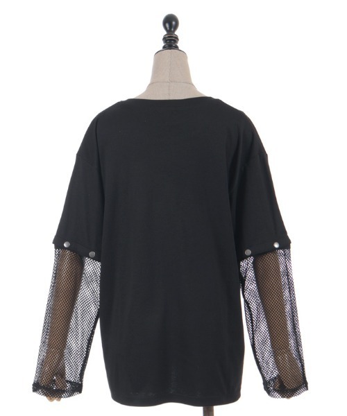 NIBBLE POISON（ニブルポイズン）の「２ｗａｙ袖メッシュＰＯ（Tシャツ/カットソー・レディース・ブラック/ピンク・MEDIUM）」の13枚目の写真