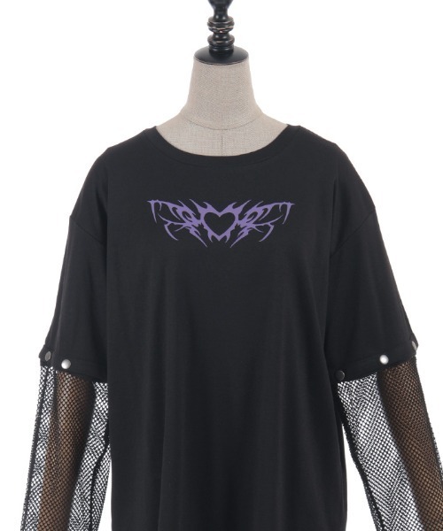 NIBBLE POISON（ニブルポイズン）の「２ｗａｙ袖メッシュＰＯ（Tシャツ/カットソー・レディース・ブラック/ピンク・MEDIUM）」の14枚目の写真