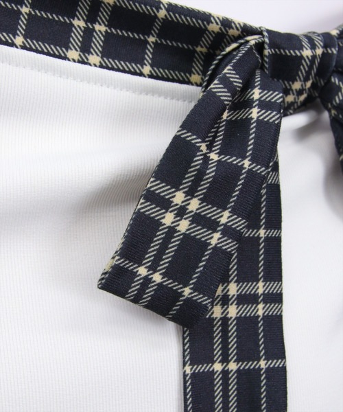 clear（クリア）の「チェックリボンワンショル半袖カットソー［骨格ウェーブ/韓国ファッション/Y2K］（Tシャツ/カットソー・レディース・アイボリー/ブラック・F）」の14枚目の写真