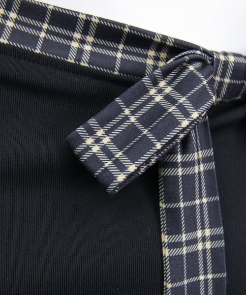 clear（クリア）の「チェックリボンワンショル半袖カットソー［骨格ウェーブ/韓国ファッション/Y2K］（Tシャツ/カットソー・レディース・アイボリー/ブラック・F）」の15枚目の写真